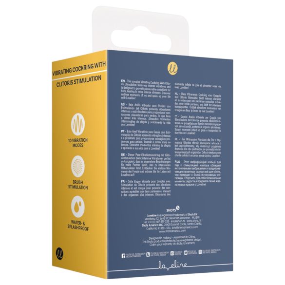 Loveline - anel peniano vibratório com estimulador de clitóris - cinza