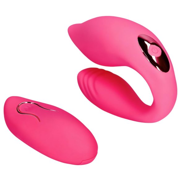 Loveline - vibrador casal recarregável com controle sem fio - silicone rosa