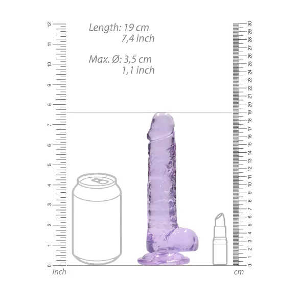 RealRock - dildo realístico transparente - roxo - 17cm