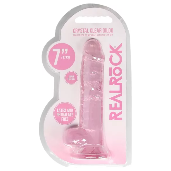RealRock - dildo realístico transparente - silicone rosa 17cm