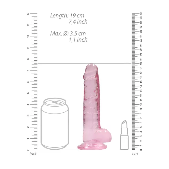 RealRock - dildo realístico transparente - silicone rosa 17cm