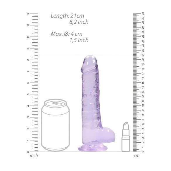 RealRock - dildo realístico transparente - roxo 19cm