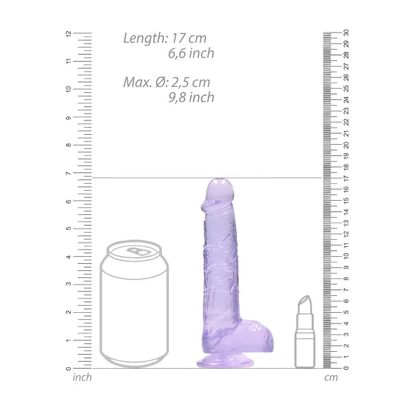RealRock - dildo realístico transparente - roxo - 15cm