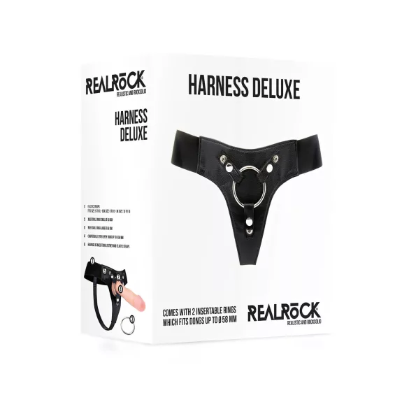 RealRock Deluxe - arnês pênis cintura baixa - preto