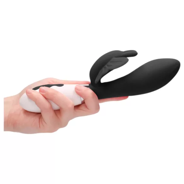 Alexios - vibrador borboleta com estimulador de clitóris - silicone preto