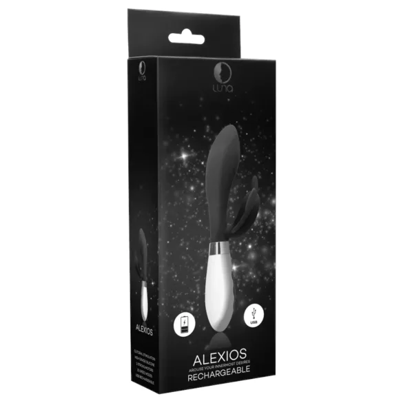 Alexios - vibrador borboleta com estimulador de clitóris - silicone preto