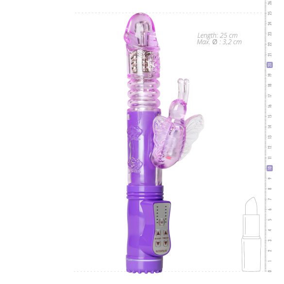 Easytoys Butterfly - vibrador rotativo com pulsação - silicone roxo