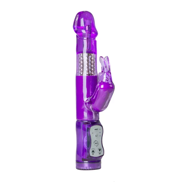 Easytoys - vibrador rabbit com pérolas rotativas e estimulador clitoriano - roxo