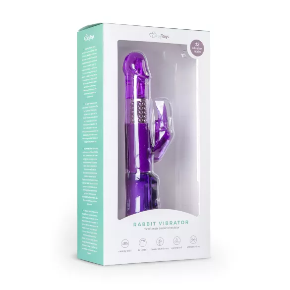 Easytoys - vibrador rabbit com pérolas rotativas e estimulador clitoriano - roxo