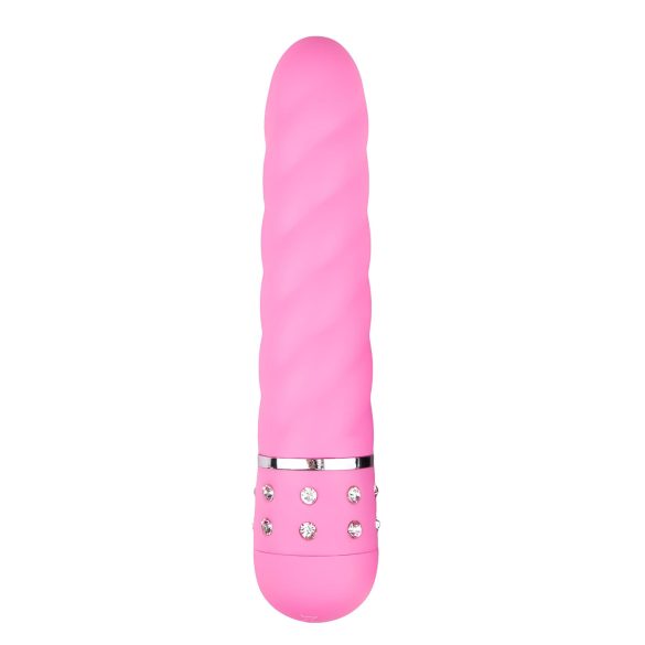 Easytoys Diamond - vibrador reto texturizado - silicone rosa