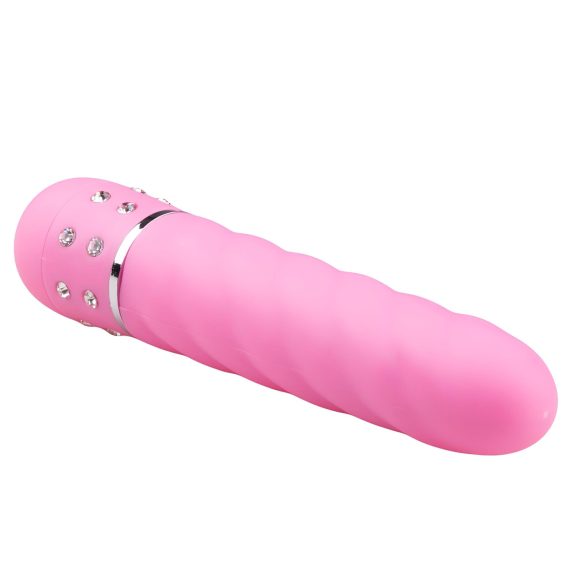 Easytoys Diamond - vibrador reto texturizado - silicone rosa