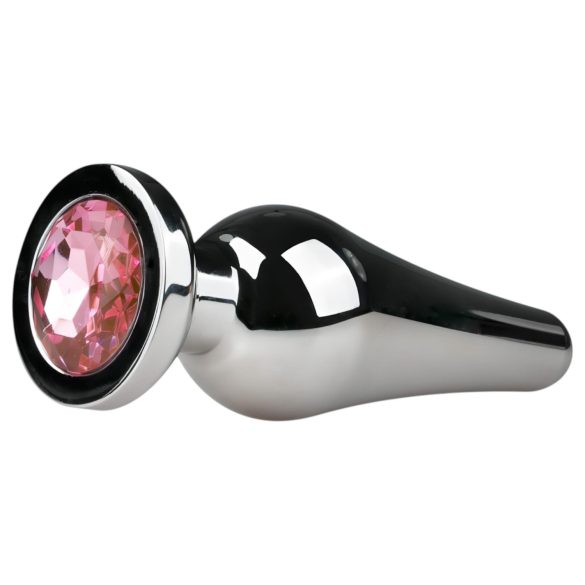 Easytoys Metal No.11 - plug anal com pedra rosa - metal prateado 3,5cm