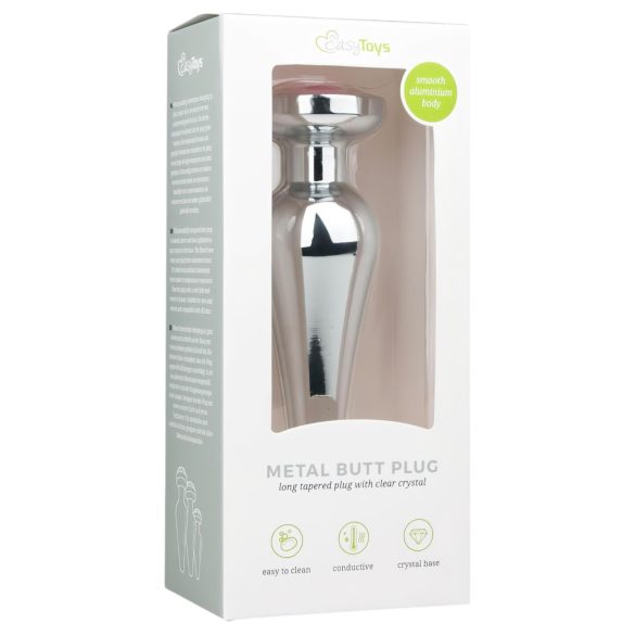 Easytoys Metal No.11 - plug anal com pedra rosa - metal prateado 3,5cm
