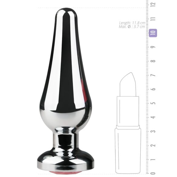 Easytoys Metal No.11 - plug anal com pedra rosa - metal prateado 3,5cm