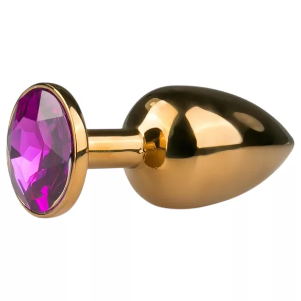 EasyToys Metal nº 1 - plug anal em forma de cone com pedra roxa (dourado, 2,5 cm)