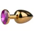EasyToys Metal nº 1 - plug anal em forma de cone com pedra roxa (dourado, 2,5 cm)