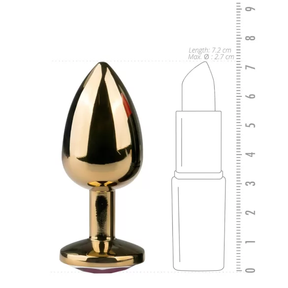 EasyToys Metal nº 1 - plug anal em forma de cone com pedra roxa (dourado, 2,5 cm)