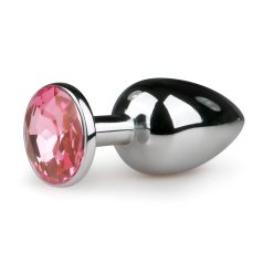   Easytoys Metal No.1 - plug anal cúpula com pedra rosa - metal prateado 2,7cm