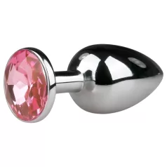   EasyToys Metal No.1 - plug anal em forma de cone com pedra rosa (prateado, 2,7 cm)