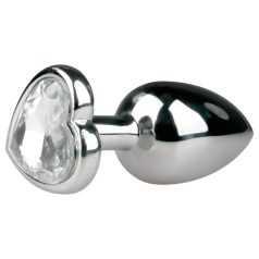   Easytoys - plug anal metálico com pedra em forma de coração - prata/branco