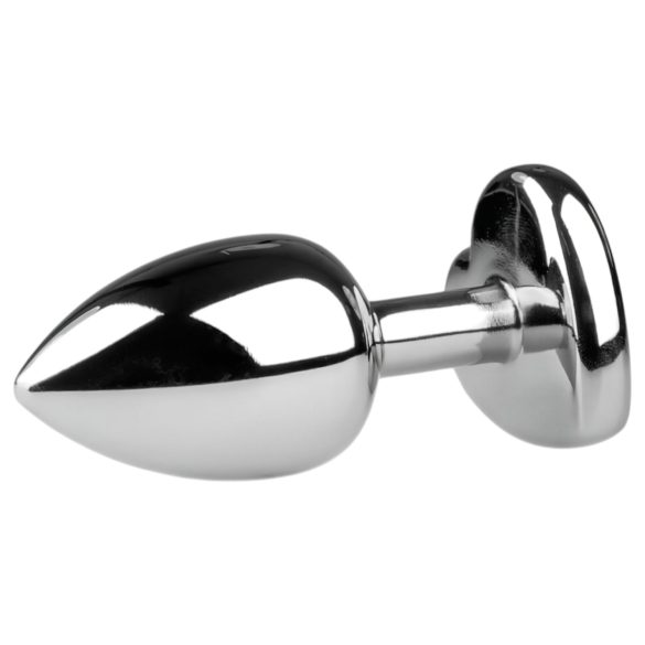 Easytoys - plug anal metálico com pedra em forma de coração - prata/branco