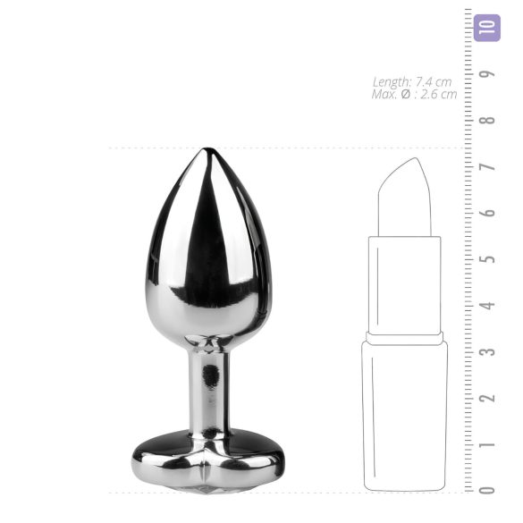 Easytoys - plug anal metálico com pedra em forma de coração - prata/branco