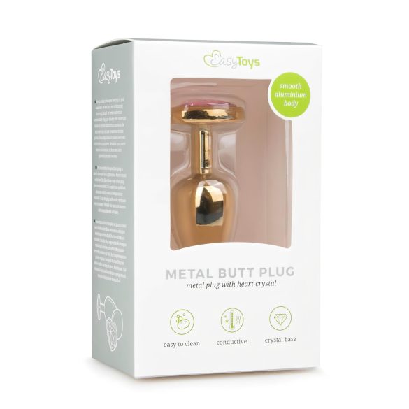 Easytoys - plug anal metálico - dourado/rosa - 2,5cm