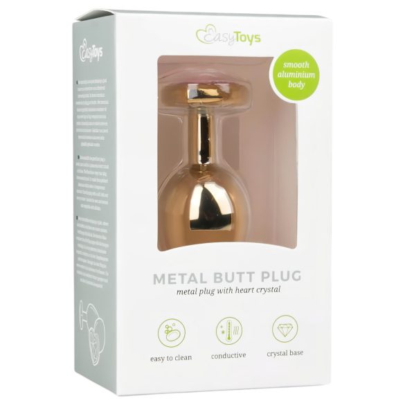 Easytoys - plug anal metal cônico com pedra rosa - dourado 3cm