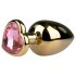Easytoys Metal No.8 - plug anal coração - metal dourado rosa 3,5cm