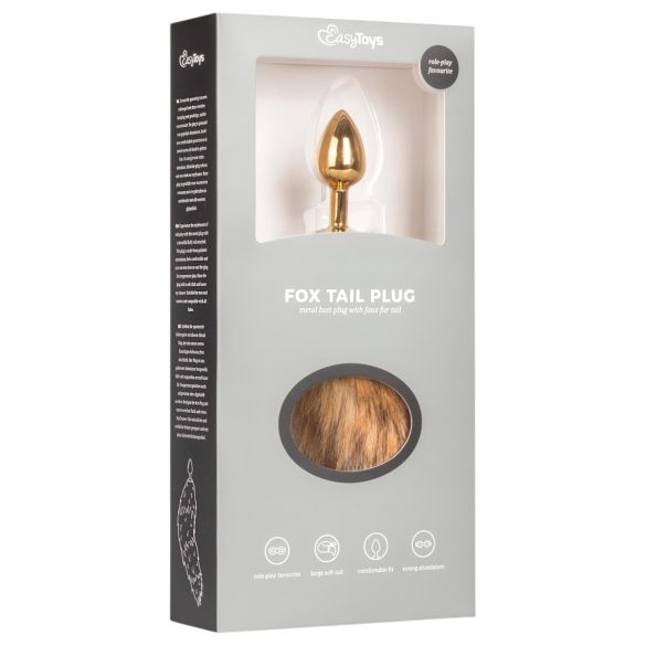 Easytoys Fox NO1 - plug anal metal com cauda de raposa - dourado/vermelho