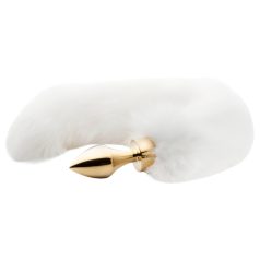   Easytoys Fox NO13 - plug anal metálico com cauda de raposa - dourado branco