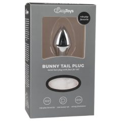   Easytoys Bunny NO1 - plug anal metálico com cauda de coelho - prata/branco