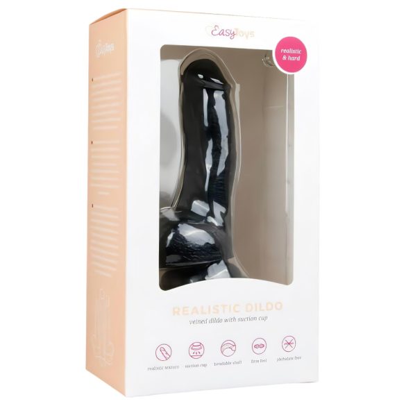 Easytoys - dildo com ventosa e escroto 15cm - preto