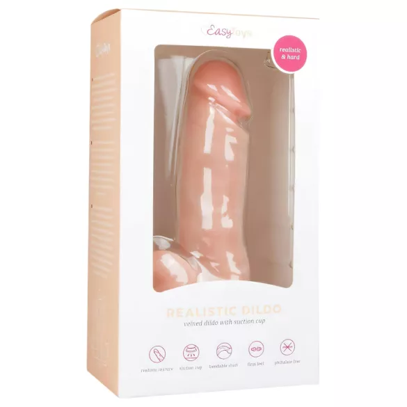 Easytoys - dildo realístico com ventosa e escroto - 17,5cm - cor natural