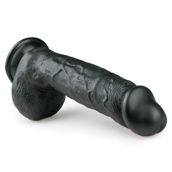 Easytoys - vibrador dildo com ventosa e escroto - 22,5cm - preto