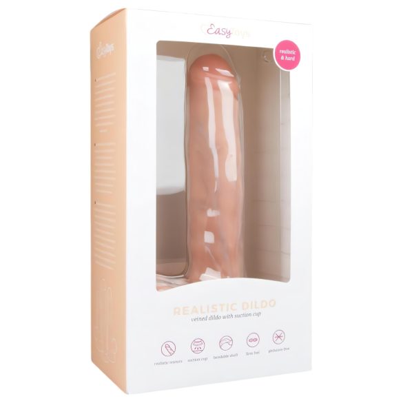Easytoys - dildo realístico com ventosa e escroto - 29,5cm - cor natural