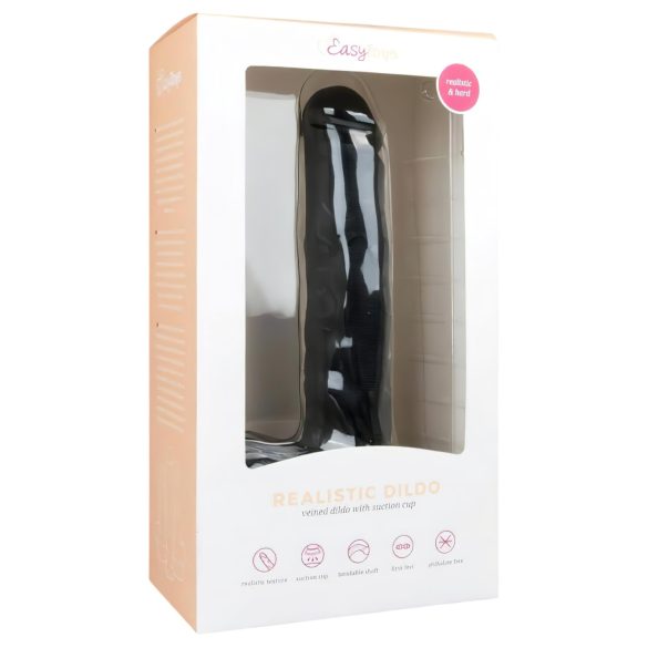 Easytoys - dildo com ventosa e escroto - grande 29,5cm - preto