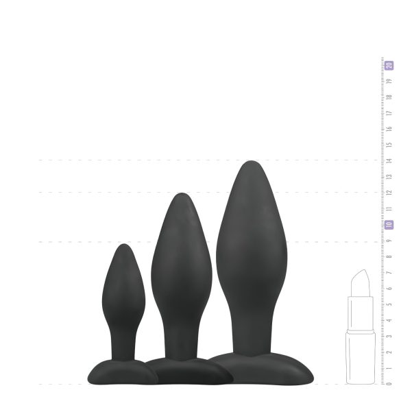 Easytoys Rocket - plug anal kit - 3 peças - silicone preto