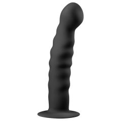Easytoys Ribbed - dildo anal com ventosa - 14cm - preto