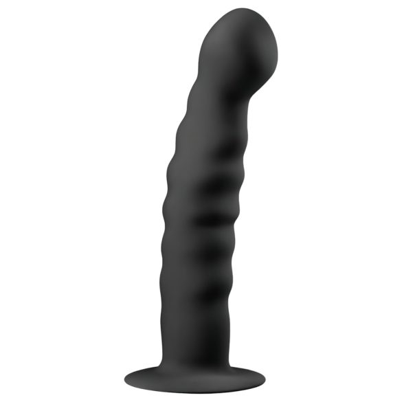 Easytoys Ribbed - dildo anal com ventosa - 14cm - preto