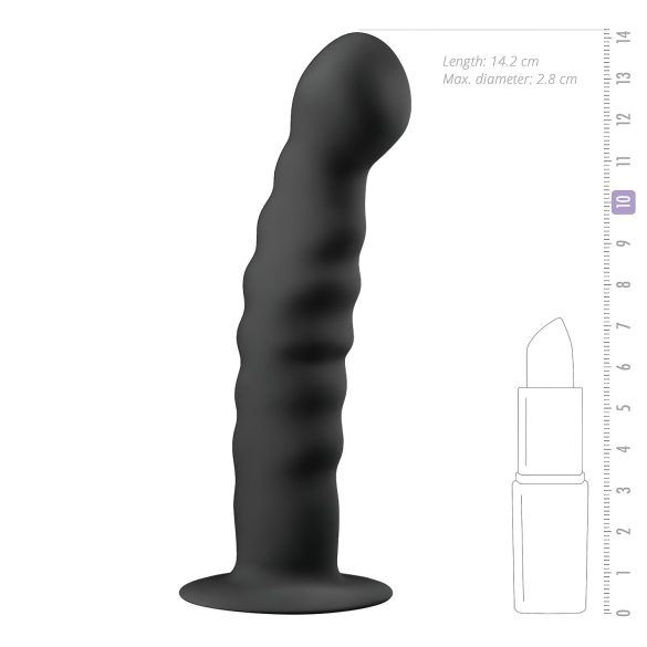 Easytoys Ribbed - dildo anal com ventosa - 14cm - preto