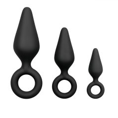 Easytoys - kit plug anal com anel - 3 peças - preto