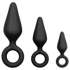 Easytoys - kit plug anal com anel - 3 peças - preto