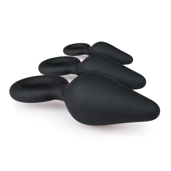 Easytoys - kit plug anal com anel - 3 peças - preto