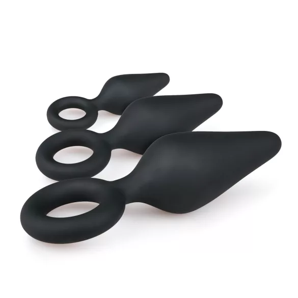 Easytoys - kit plug anal com anel - 3 peças - preto