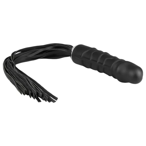 Easytoys - chicote flogger e dildo de silicone 2 em 1 - preto