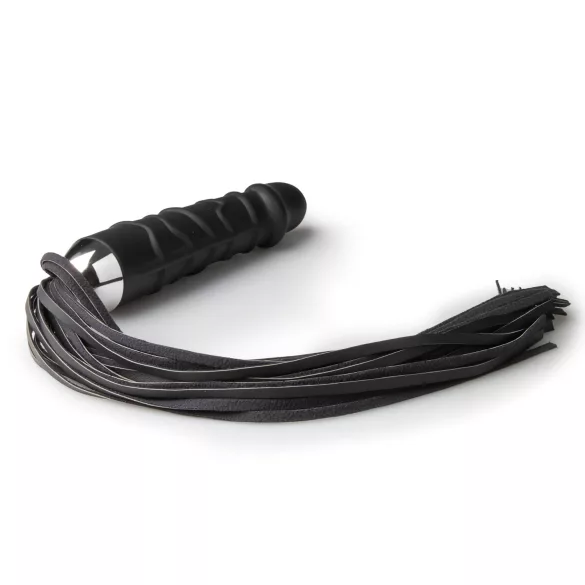 Easytoys - chicote flogger e dildo de silicone 2 em 1 - preto