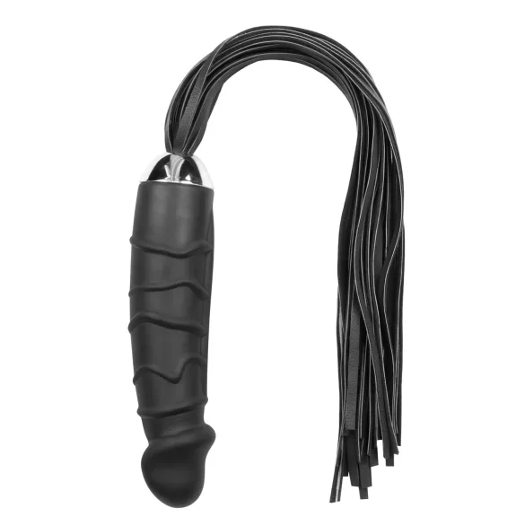 Easytoys - chicote flogger e dildo de silicone 2 em 1 - preto