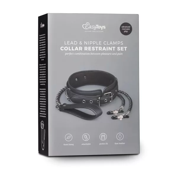 Easytoys - conjunto de mordaça para mamilos, coleira e guia - 4 peças