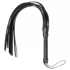 Easytoys - chicote flogger - couro sintético macio - preto